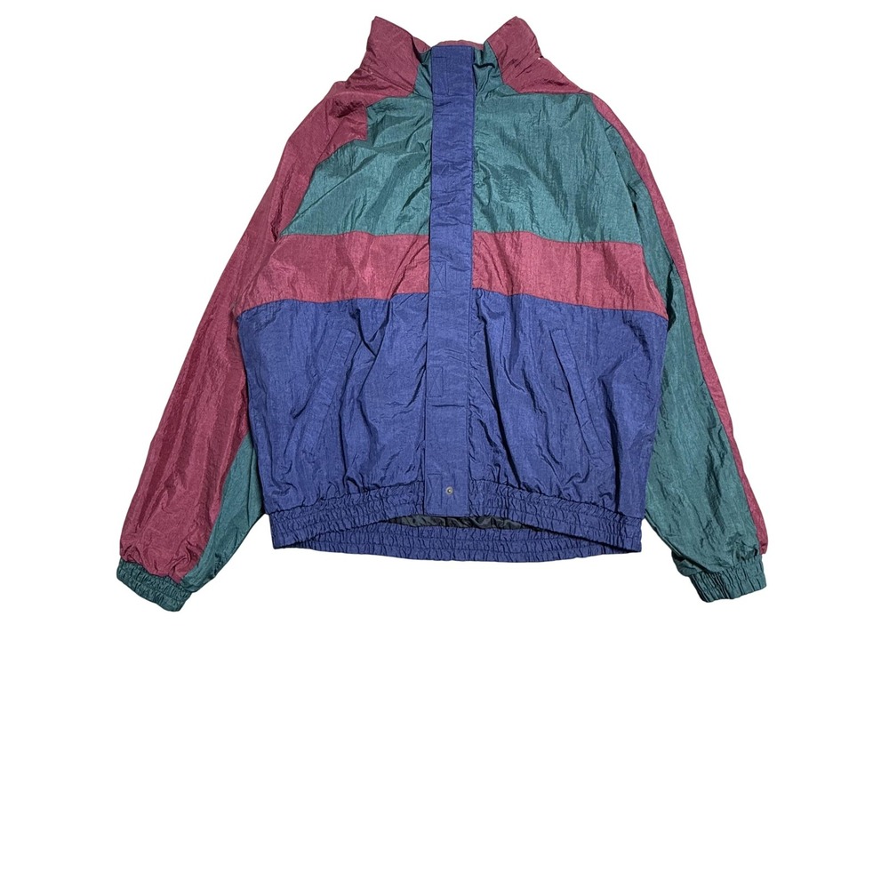 Vintage Thomas E Wilson Jacket Mens 2XL Burgundy Green Navy Windbreaker‎ 90s
